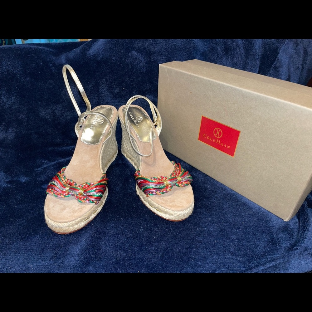Cole Hann Meadow Macrame wedge multi color